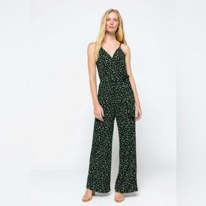 Kaileigh for Stitch Fix Green Rochelle White Floral Stretch Jumpsuit